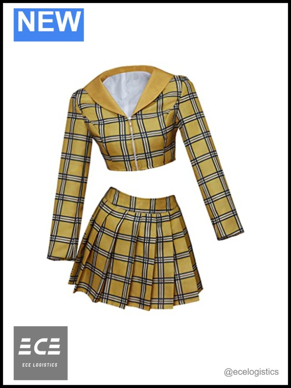 Plaid Skirt and Blazer Set Crop Top 90s School Uniform Cosplay